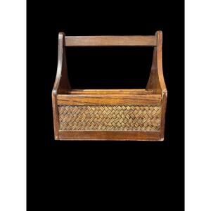 Solid Wood Silverware/Napkin Handled Caddy Made In Thailand